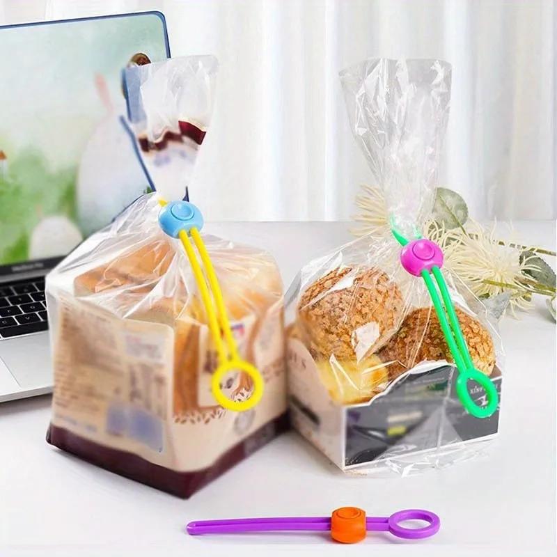 6pcs Silicone Food Bag Sealing Strap Freshness Sealing Clip Adjustable Clips Sealer Portable Data Cable Storage Kitchen Gadgets