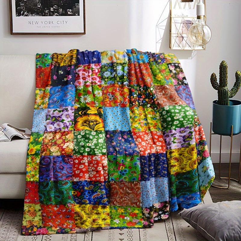 Kuschelige Vintage Blumen-Plaid Flanelldecke-Perfekt für Weihnachten & Thanksgiving Weich & Warm für Couch Bett Reise & Camping