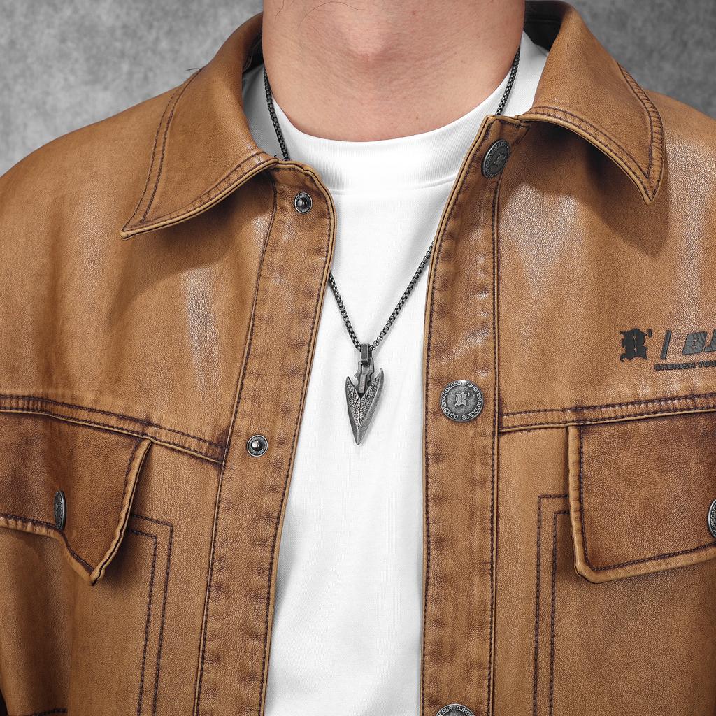 Retro Viking Arrow Texture Men Necklaces Stainless Steel Pendant Chain Women Punk Fashion Jewelry New Accessories Gift