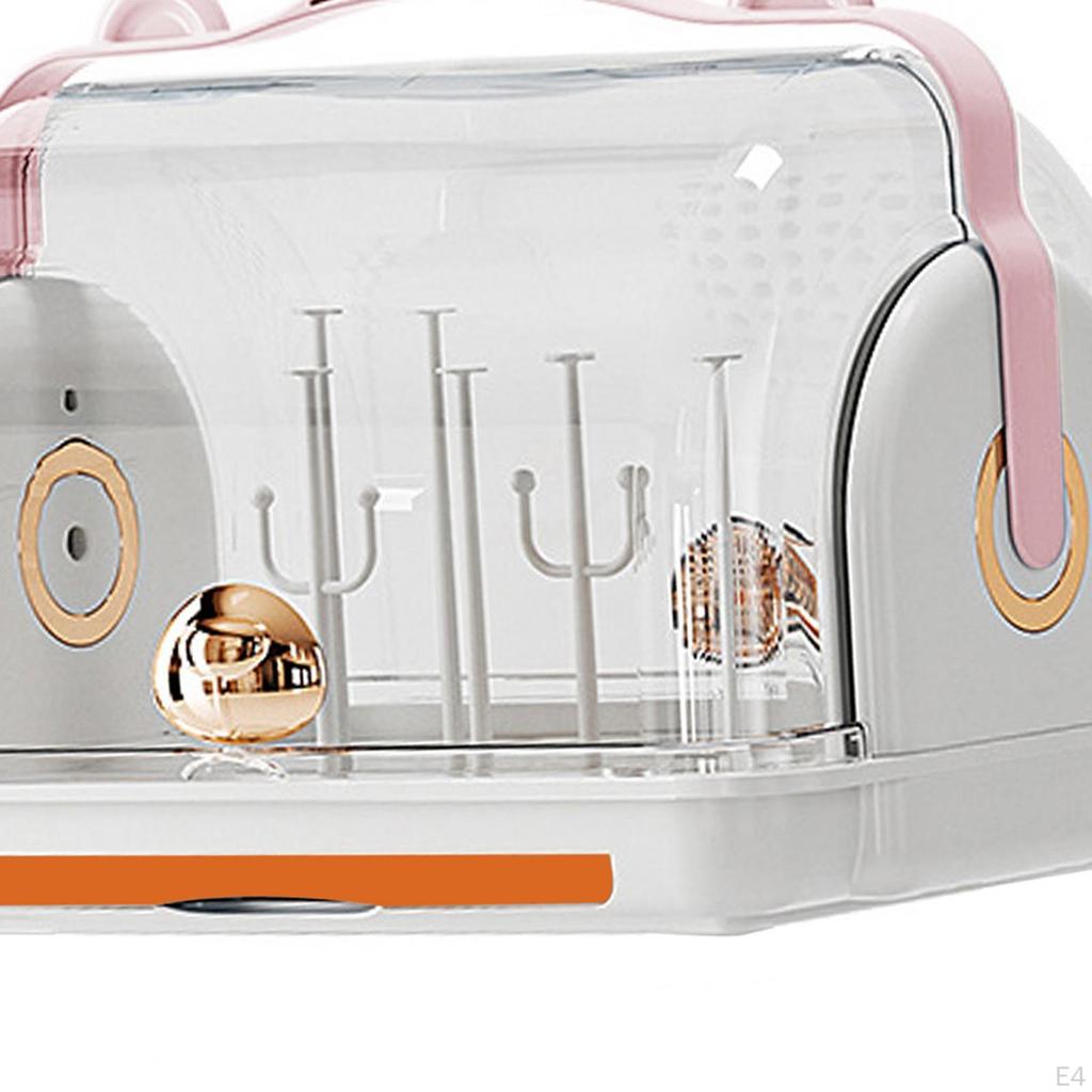 Baby Bottle Drainer Rack Holder, Countertop Dryer, Dustproof ,Nursing Storage Box with