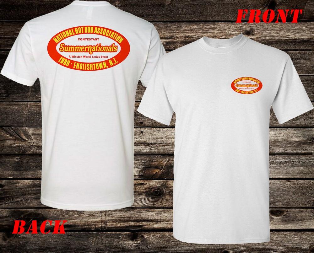 Men s Hot Rod T-shirt 100% Cotton NHRA Summer Nationals 1980 Drag Race Racing Unisex T-Shirt L