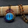 Ethnic Style New Three-color Glass Necklace Women's Sky Eye Pendant Tibetan Glass Pendant Simple Sweater Chain