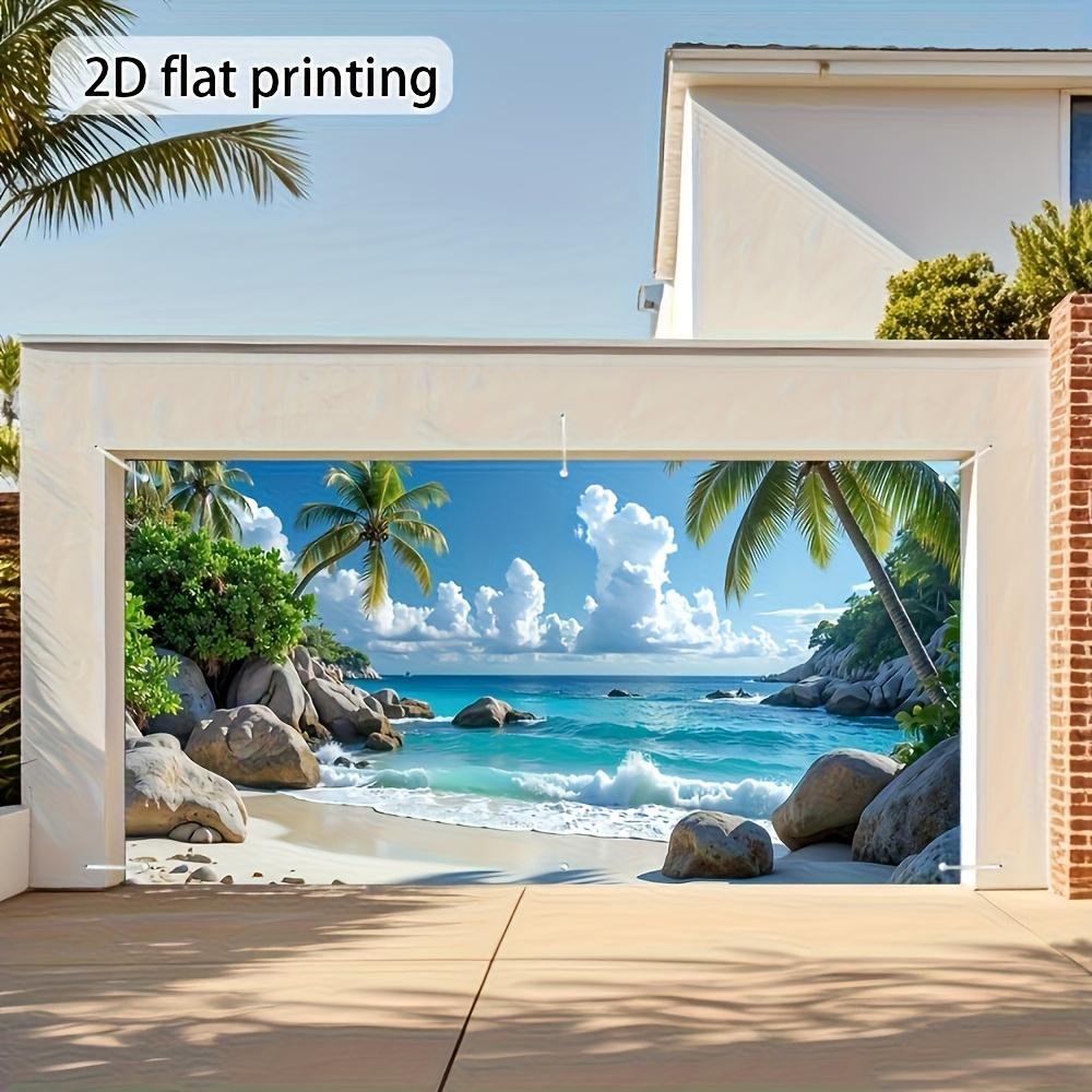 2D plane 2D banner 2D plane flag 1 tropical beach scenery garage flag - Large outdoor decoration item 100x150cm
