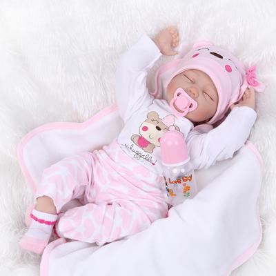 Cute Fat Sleeping Reborn Toddler Dolls Soft Cloth Body Lifelike Simulation Doll with Rooted Mohair Real Looking Bebe Reborn Dolls for Kids 3+ Year Old