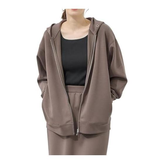 Honeys 6850129069 Top, Sweatshirt, Long Sleeve, Large Size, Hoodie, Zip Hoodie, Women s, Adult s Loose Zip Hoodie