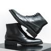 Mens Brogue Chelsea Boots Fashion Ankle Boots Casual Short Boots Business Leisure High-Top Pointed Toe Shoes Elegant Black Boots
