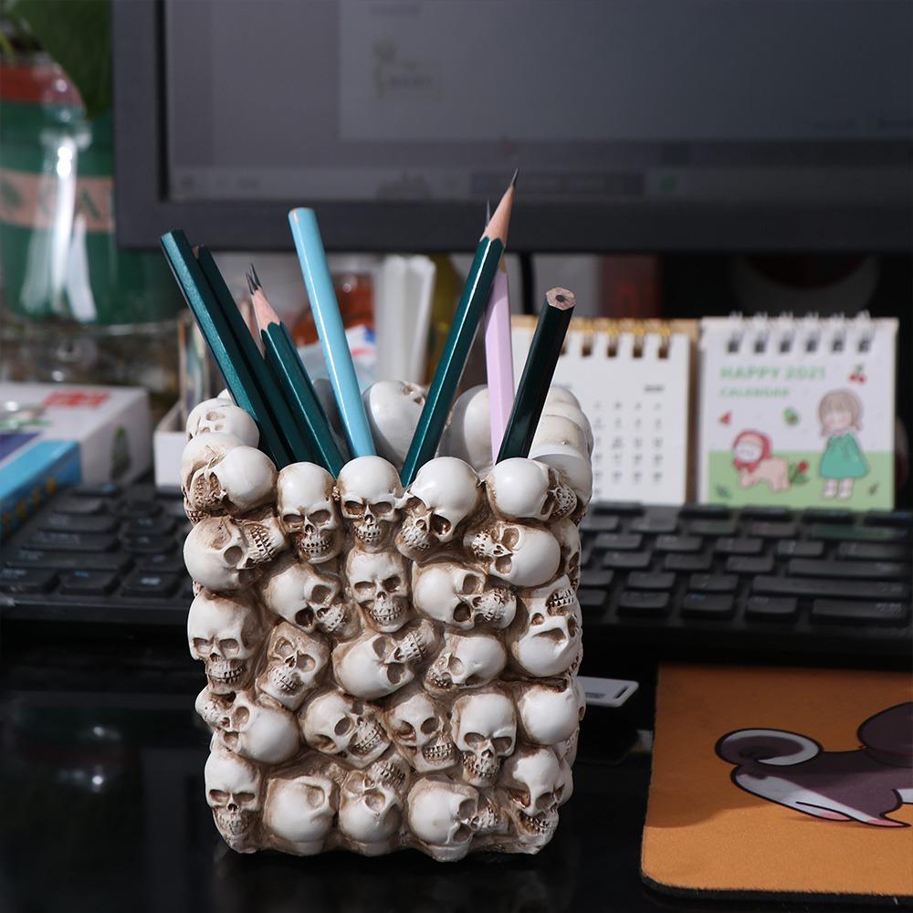 Desktop Storage Box Desktop Organizer Desktop Pen Stand Skull Pen Holder Creative   Birthday Gifts
