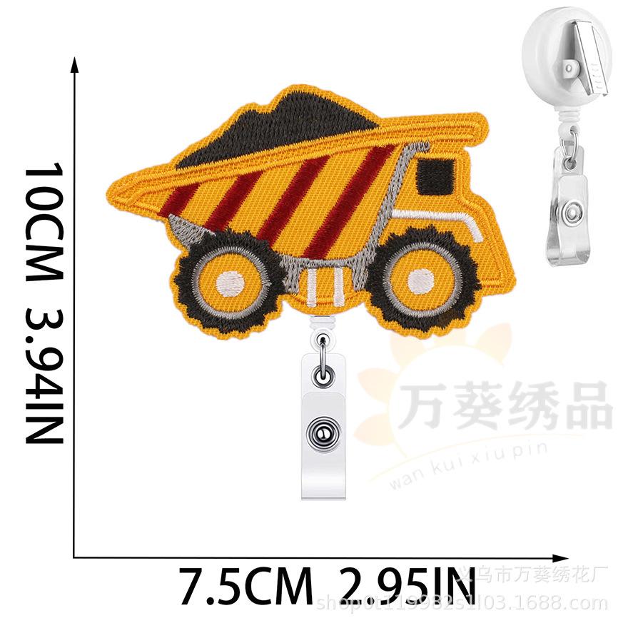 Car Easy-Pull Buckle Embroidery Cloth Sticker Cute Construction Vehicle Clothes Patch Sticker Crocodile Clip Truck Embroidery Chapter Boy