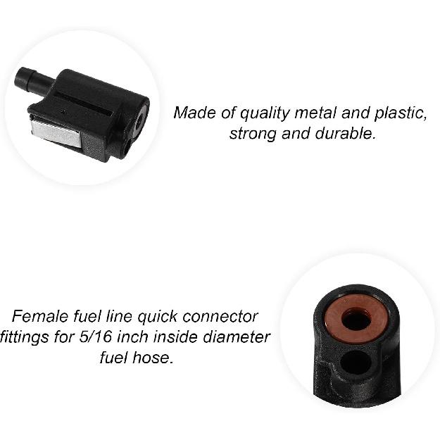 13563Q7 Female Fuel Line Connector, 5/16" (8mm) Quick-Connect for Mercury Outboard Fuel Tank Hose Fitting Double-Sealed Clip-On Design for 22-13563A7