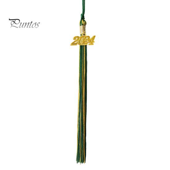 

Выпускная шляпа PhD 2024 с кисточкой и золотыми подвесками в виде даты Легкая металлическая подвеска с датой Изысканный выпускной аксессуар зелёный/золотой