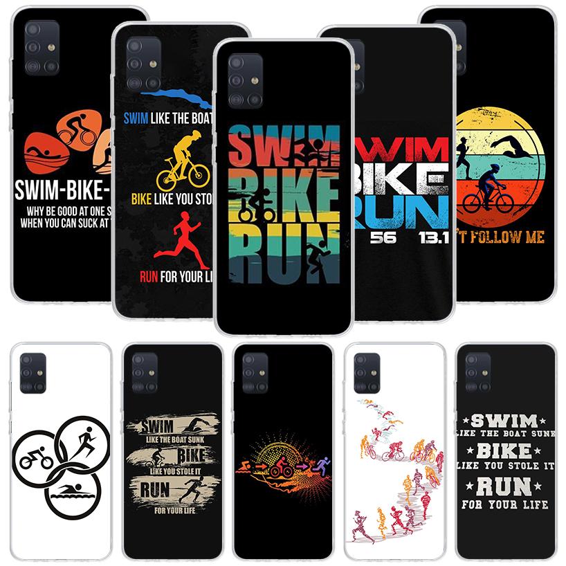Triathlon Swim Bike Run Phone Case for Samsung Galaxy A52 A51 A50S A12 A22 A32 A72 A10S A30S A31 A71 Note 20 Ultra 10 Plus S10 G