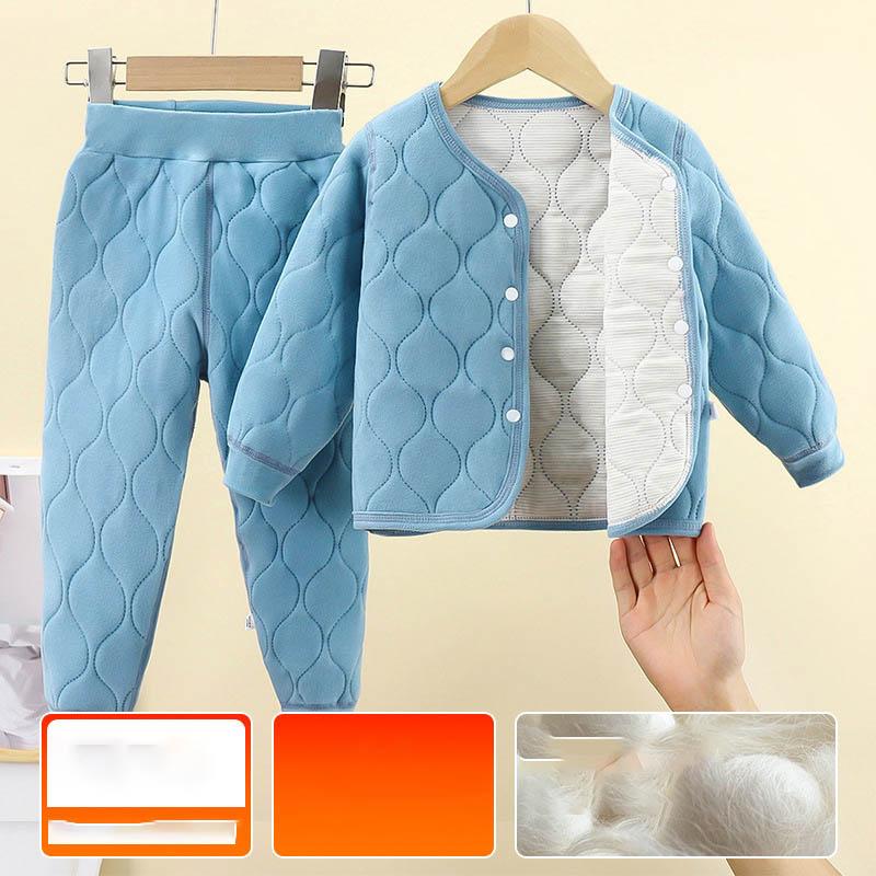 Autumn Winter Kids Sets Boys Girls Cotton Thickening Warm Tracksuit Clothing Toddler Solid Outfits 0-5 Years Baby Suits