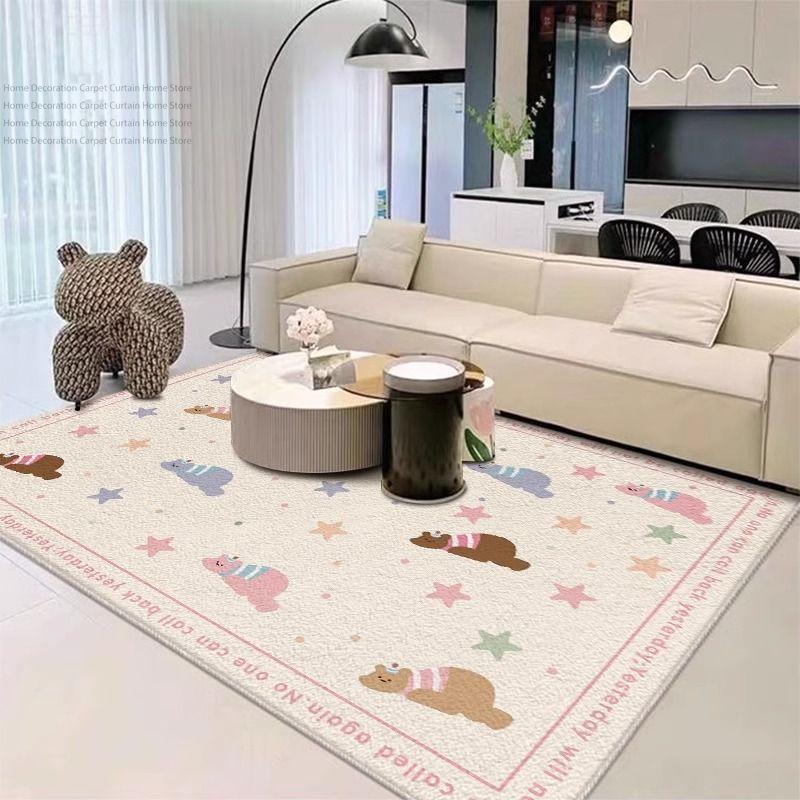 Beige Cream Minimalism Wabi Sabi Carpet Living Room Coffee Soft Fluffy Large Rug Non-slip Washable Bedroom Home Decor Floor Mats