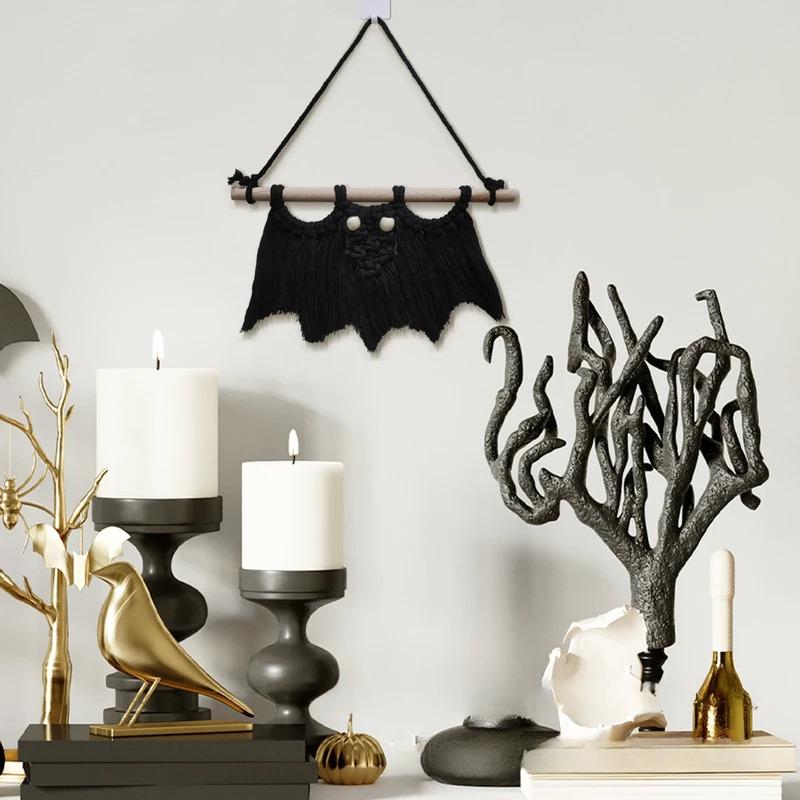 Wall Decoration 3D Bat Hanging Ornament, Hand-Knitted Black Style, Bat Tapestry, Halloween Home Decoration
