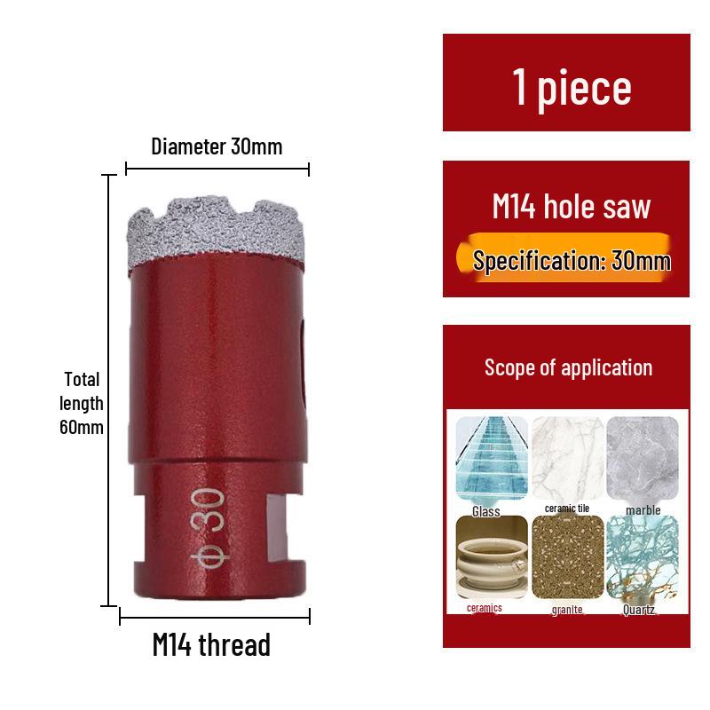 Pânză diamantată brazată M14 pentru gresie, marmură, piatră, sticlă - Bit de găurit pentru polizor unghiular pentru mărirea găurilor