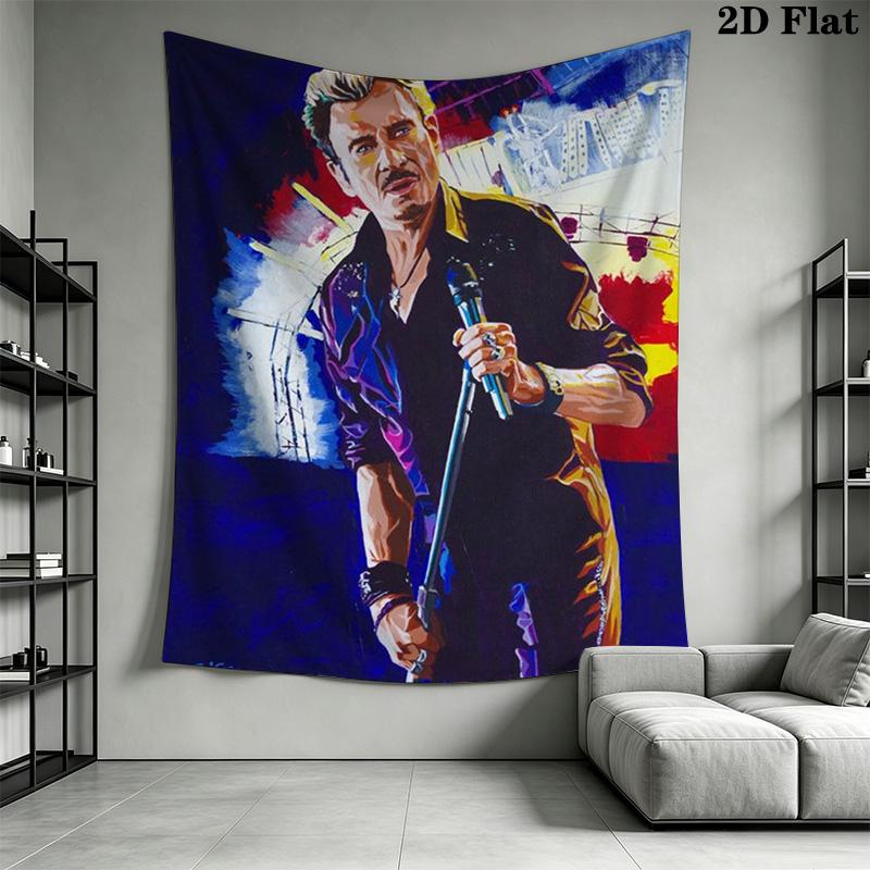 Johnny Hallyday Legend Music Tapestry Background Cloth Fashion Print Homestay Soft Decoration Tapestry Soft Wall Decoration