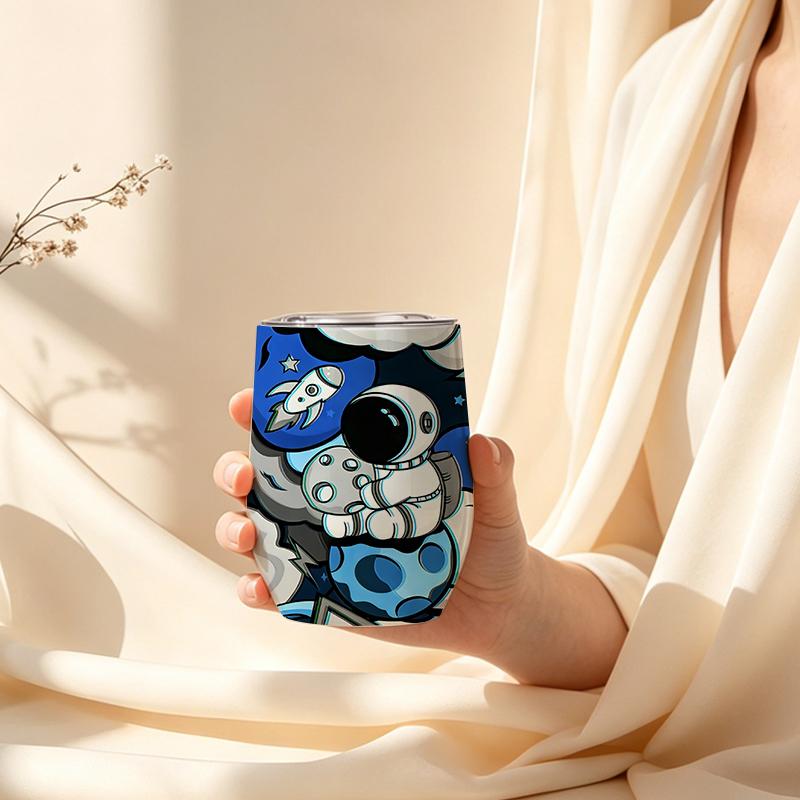 355ml Eggshell Cup Astronaut Planet Element Travel Cup Car Portable Cup U Shape Eggshell Cup Mini Stainless Cool Cup 355ml Eggshell Cup
