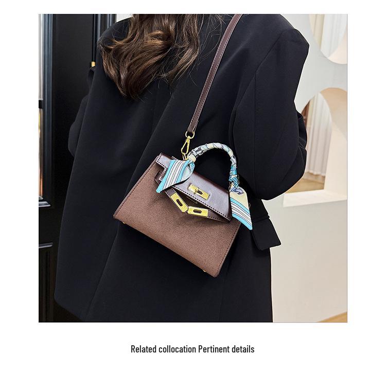 Kelly Women's Large Shoulder Bag with Lock and Scarf - Versatile Crossbody Handbag