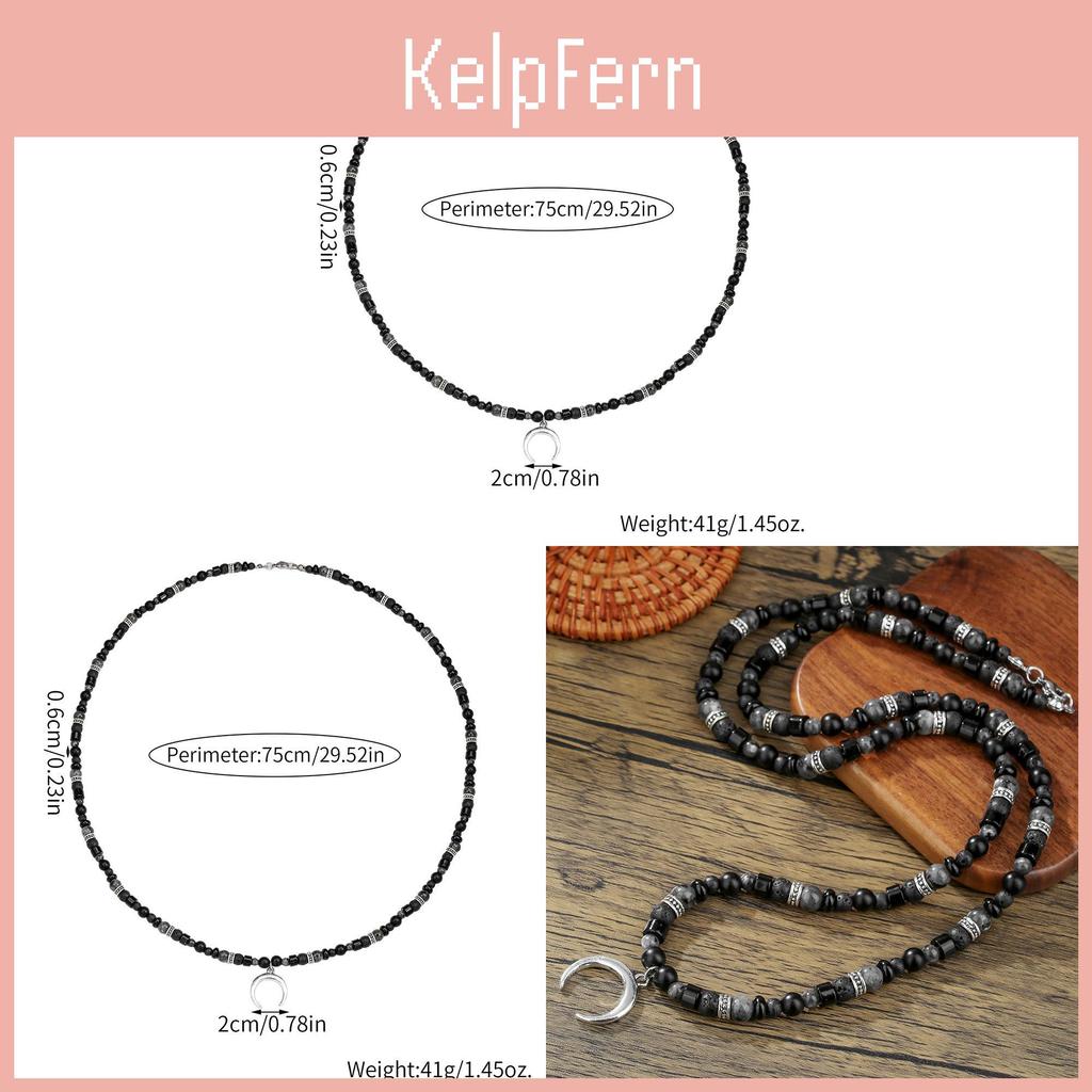 Collier pendentif lune vintage à motif géométrique pour hommes et femmes