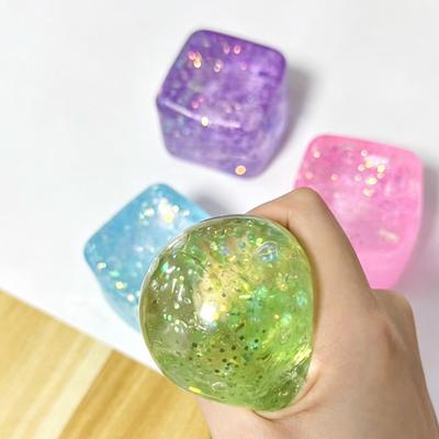 Glitter Squishy IJsklontje Maltose Fidget Speelgoed Zacht Mochi Anti Stress Knijpspeelgoed Transparant Vierkant Decompressie Cadeaus