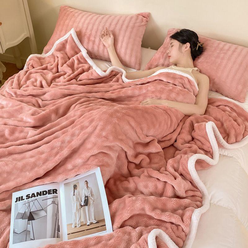 Winter Thick Blanket Imitation Rabbit Hair Bubble Velvet Air Conditioner Flannel Sheets Covered Laid Bedding Warm Double-sided Plush Sofa Towel