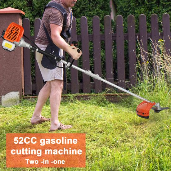 Gas String Trimmer 52cc Weed Wacker Gas Powered 2 In 1 Cordless Hedge Trimmer 2-Stroke Brush Cutter Plastic Handle & Shoulder Strap Included