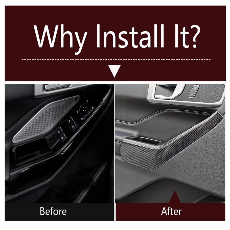 Car Inner Door Armrest Panel Handle Strip Decoration Cover Trim For Ford Explorer - 2025 ABS Matte Carbon Fiber Accessories