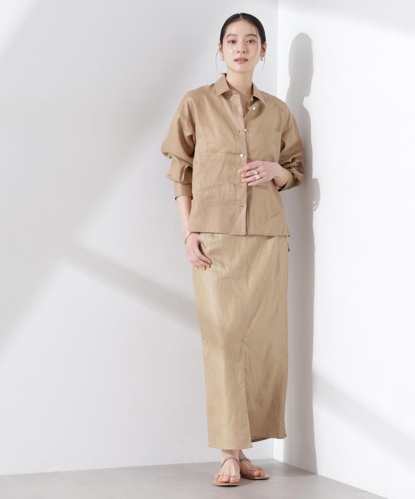 Nano Universe European Flax Sheer Shirt Be Paired with Other F 040 Beige (Can Items) Women's 669-5120300