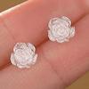1 Pair Women Stud Earrings 3D Rose Shape Linear Tassel Long Dangle Earrings Prom Party Bride Wedding Ear Jewelry