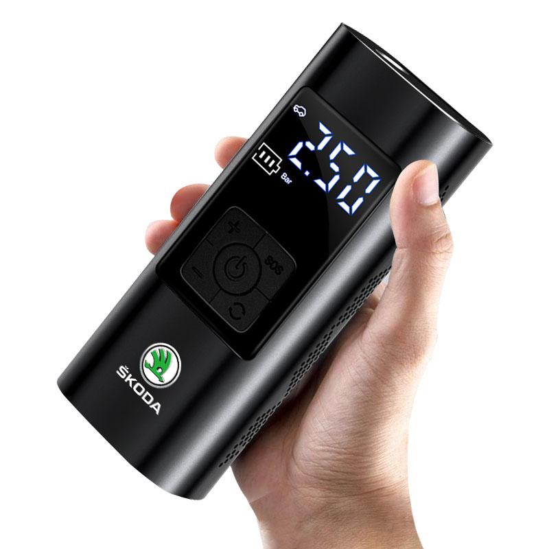 1Pcs Car Tire Inflator Smart Digital Inflatable Pump Emblem Accessories For Skoda SCALA Superb Octavia 2 3 A4 A5 Fabia Kamiq Kapoq Kodiaq Rapid