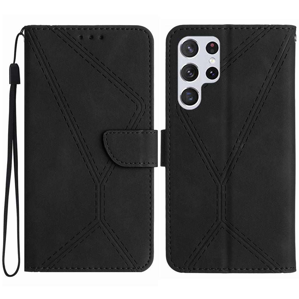 

HT05 For Samsung Galaxy S25 Ultra Case Skin-Touch Lines PU Leather Flip Phone Cover A