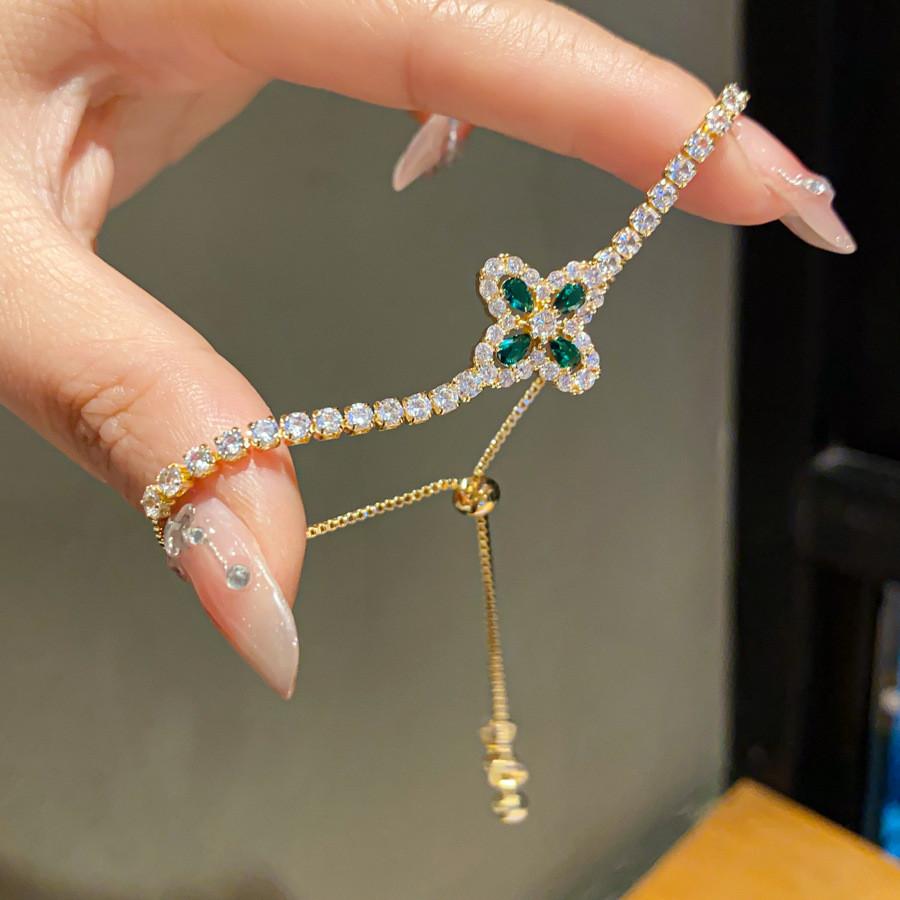 Pulseira de Joias Florais Com Pedras de Zircônia Para Presente de Mulher