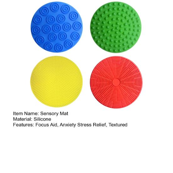 4 Stück/Set Silikon Sensorikmatte Fokushilfe Angst Stressabbau Texturierte Matte Ruhige Dekompression Runde Taktile Matte Schreibtischspielzeug