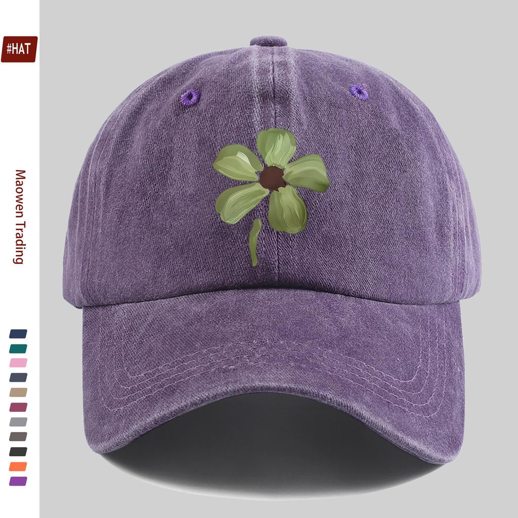 pc Bright Green FourLeaf Clover Pattern Printed Baseball Cap Fashionable Casual Printed Design Golf Hat Suitable for All Kin