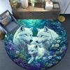 Wolf Family Round Area Rug,Carpet Rug for Living Room Bedroom Sofa Playroom Decor,Non-slip Floor Mat