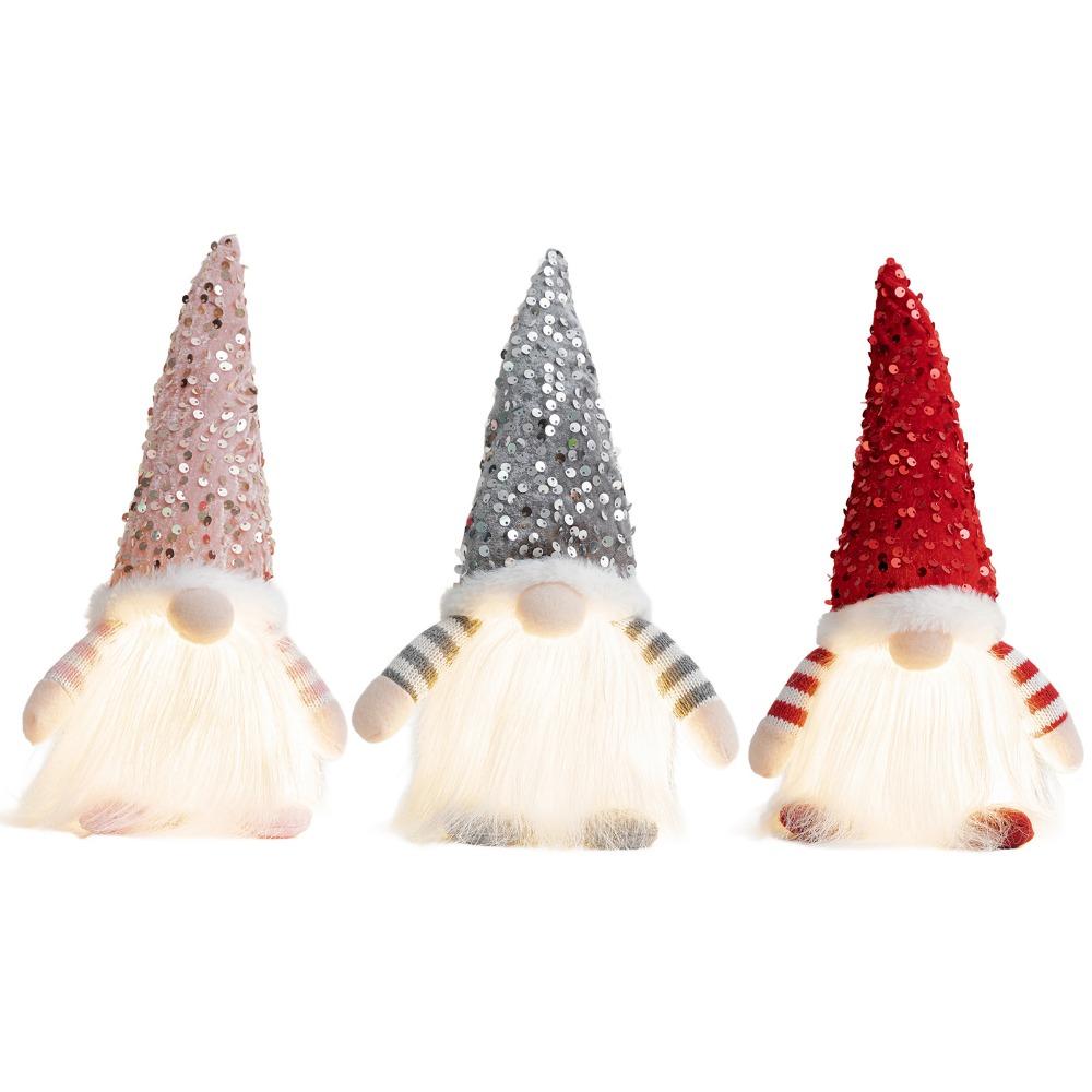 2024 Neue Weihnachten Gesichtsloser Puppe Dekorative Paillettenmütze Leuchtendes Ornament Niedlicher Zwerg Rudolph Wohnzimmerdekoration