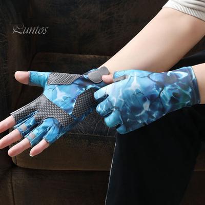 1 Paar Angelhandschuhe für Herren, Halbfinger, verschleißfest, kühlend, Camouflage-Druck, elastisch, gute Atmungsaktivität, Outdoor-Kletter-/Camping-Handschuhe