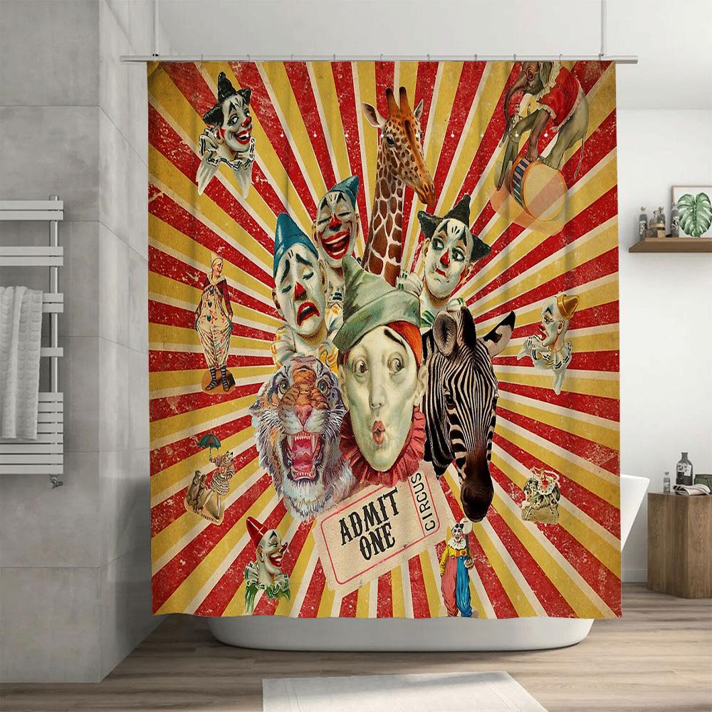 unframed Vintage Circus Tent Shower Curtain Set Bathroom Decor Hippie Psychedelic Backdrop Tapestry Home Decoration Wall Hanging