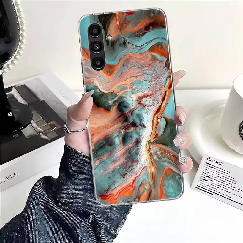 Fashion Geometric Marble Phone Case For Samsung Galaxy A13 A14 A15 A16 A17 A53 A54 A55 A56 A57 A33 A34 A35 A36 A37 A23 A24 A25 A