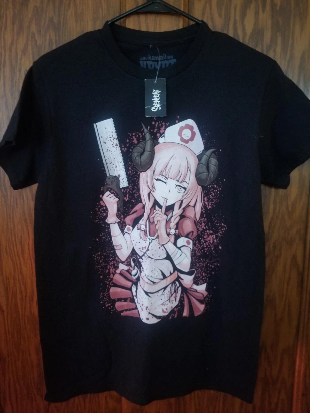 Kawaii Krypt Мужская S Аниме Суккуб Медсестра Черная Графическая Футболка с коротким рукавом S S