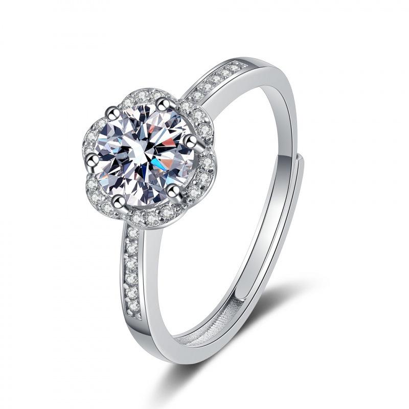 One Carat Six-Prong Moissanite Ring for Women - Internet Celebrity Style Live Broadcast Simulation