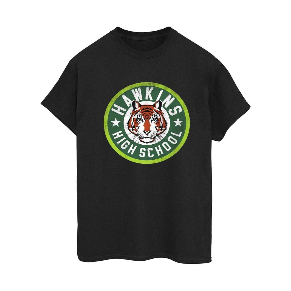 Netflix Womens/Ladies Stranger Things Hawkins Tiger Circle Cotton Boyfriend T-Shirt