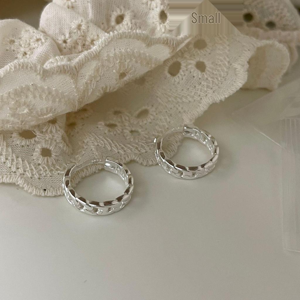 S925 Sterling Silver Twisted Circle Chain Earrings - Unisex High-End Luxury Design