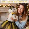 3 Pcs New Year Dog Costume Set Including New Year Dog Hat Tutu Dress Cute Pet Bowtie for Medium Dog Holiday Outfit Accessories