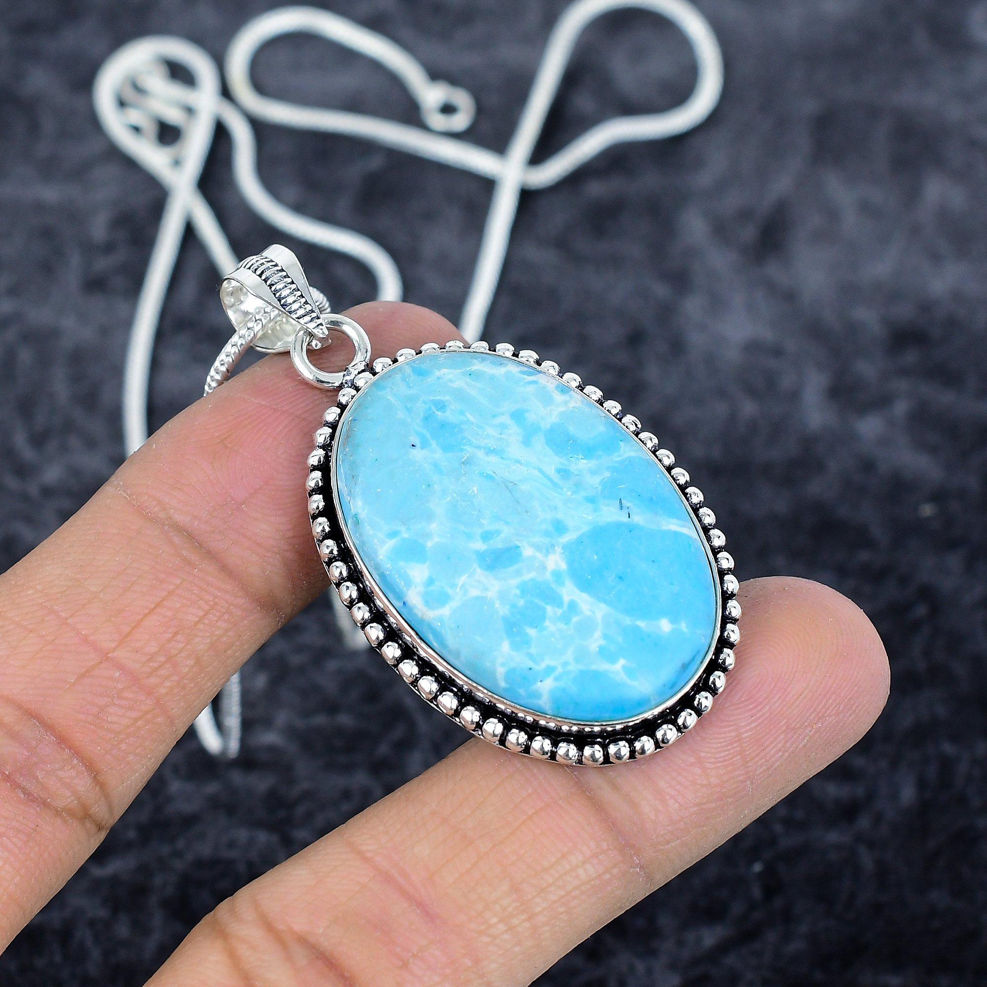 

Larimar Gemstone Handmade 925 Sterling Silver Jewelry Pendant 2.17 M-2831