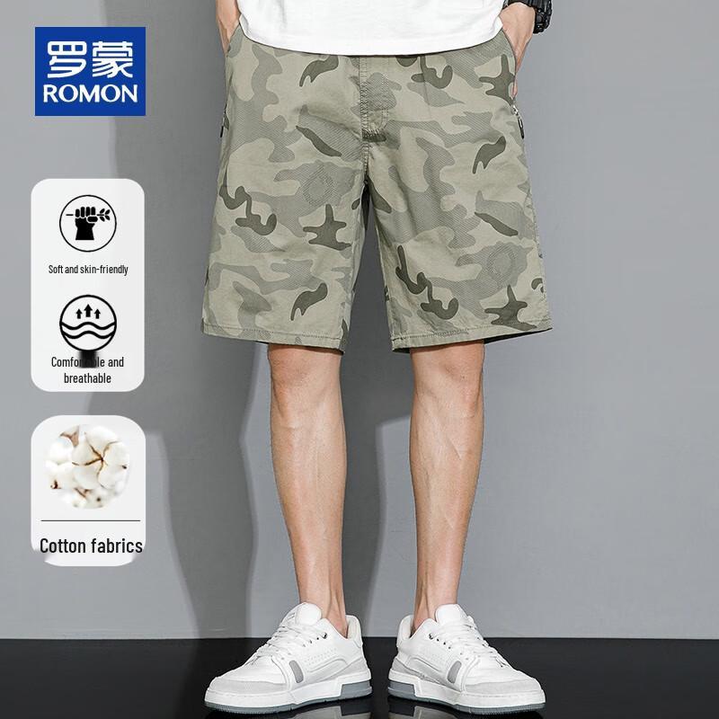 ROMON Men's Summer Casual Cotton Shorts