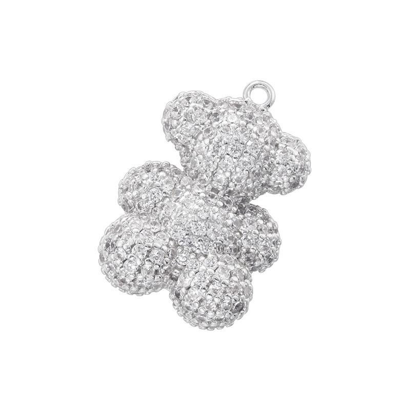

Легкая Роскошь Медь Инкрустированная Цветными Бриллиантами Подвеска Медведь Милый Мультяшный Трехмерный Стоящий Клубничный Медведь Ювелирная Подвеска Vd1652