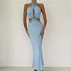 Hot-selling New Dresses In Summer In Europe, America, Sexy and Fashionable Splicing Neck Straps Halter Dress