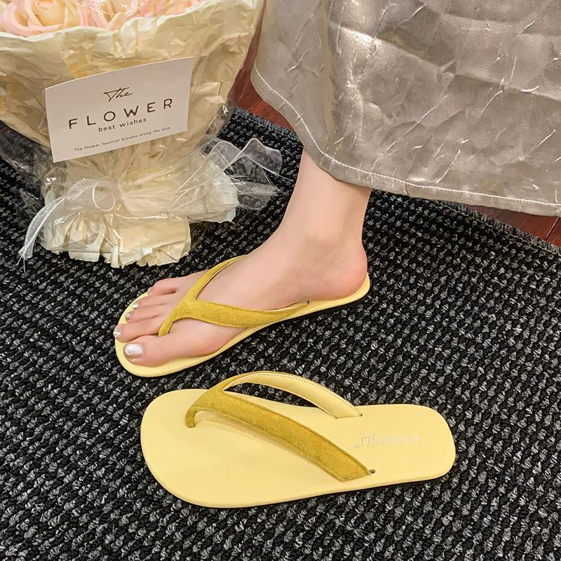 

Стильные и простые шлепанцы с перемычкой между пальцами для женщин на лето, новинка, с юбками, крутые тапочки для пляжного отдыха 40 жёлтый