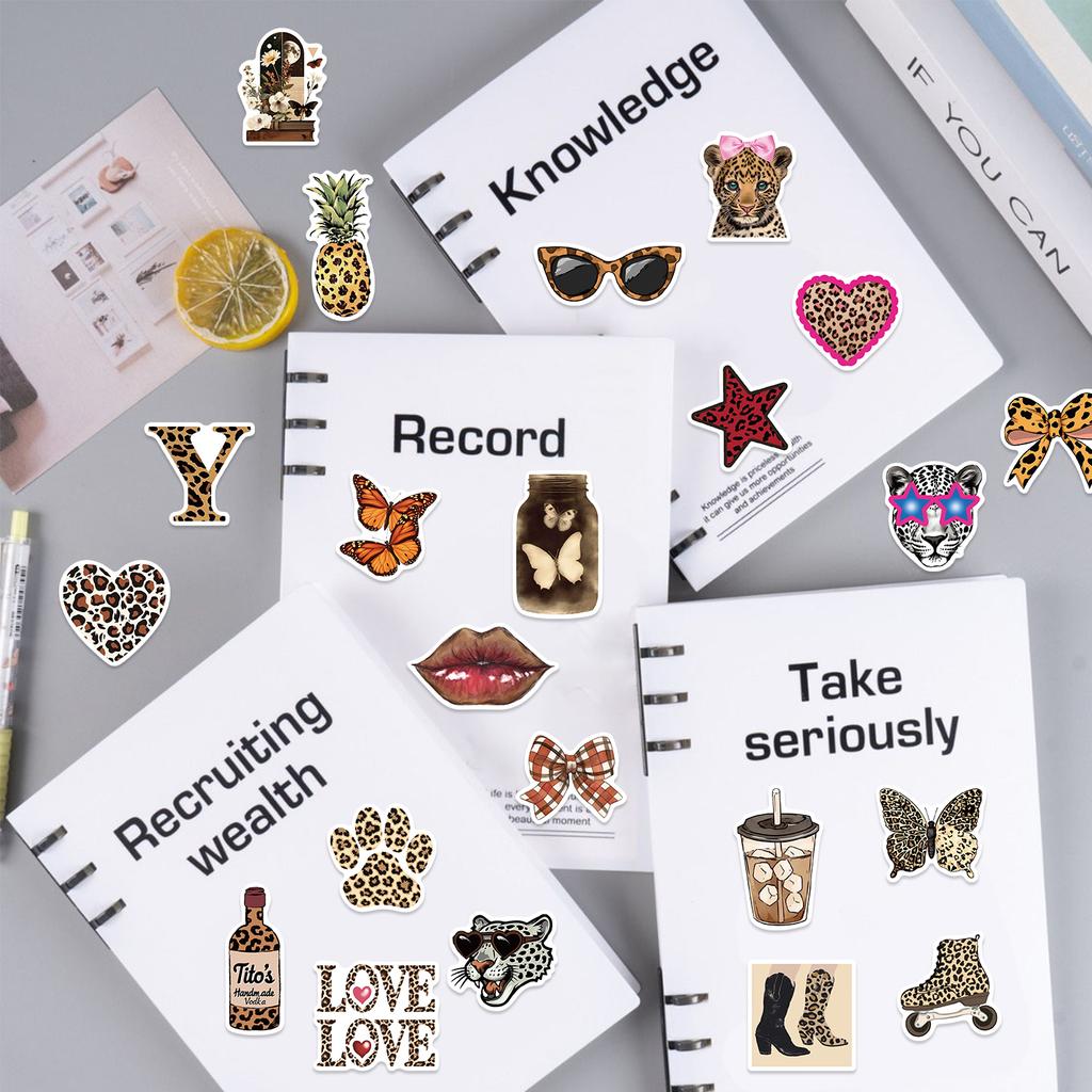 50PCS The IT Girl Stickers Toy Gifts For Laptop Hand Account Phone Scrapbook DIY Stickers Fashion Leopard Print Graffiti Decals